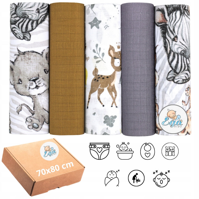 DIAPERS diapers TETRA SET OF 5 pieces 120g 70x80 cm colorful PREMIUM Manufacturer of a medical device Haxe