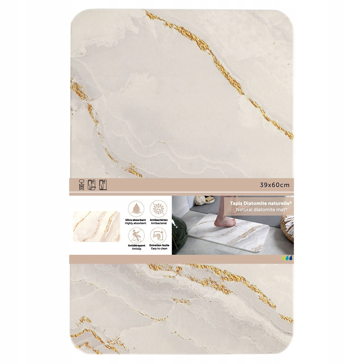 DIATOMITE BATHROOM MAT QUICK-DRYING MARBLE RUG PAD 39x60