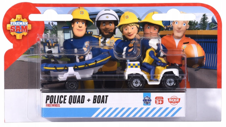 Feuerwehrmann Sam Polizei-ATV-Boot-Figurenanhänger 