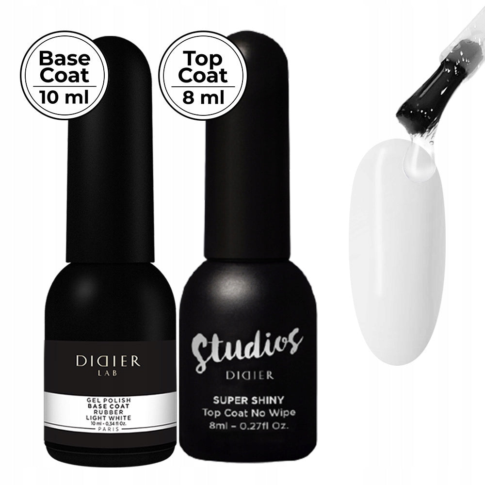 Set Didier Lab Rubber Base, Light White + Top Super Shiny, 2-tlg. 