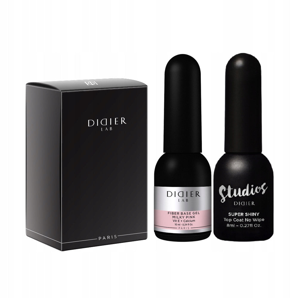 Set Didier Lab Fiber Base, Milky Pink + Top Super Shiny, 2-tlg. 