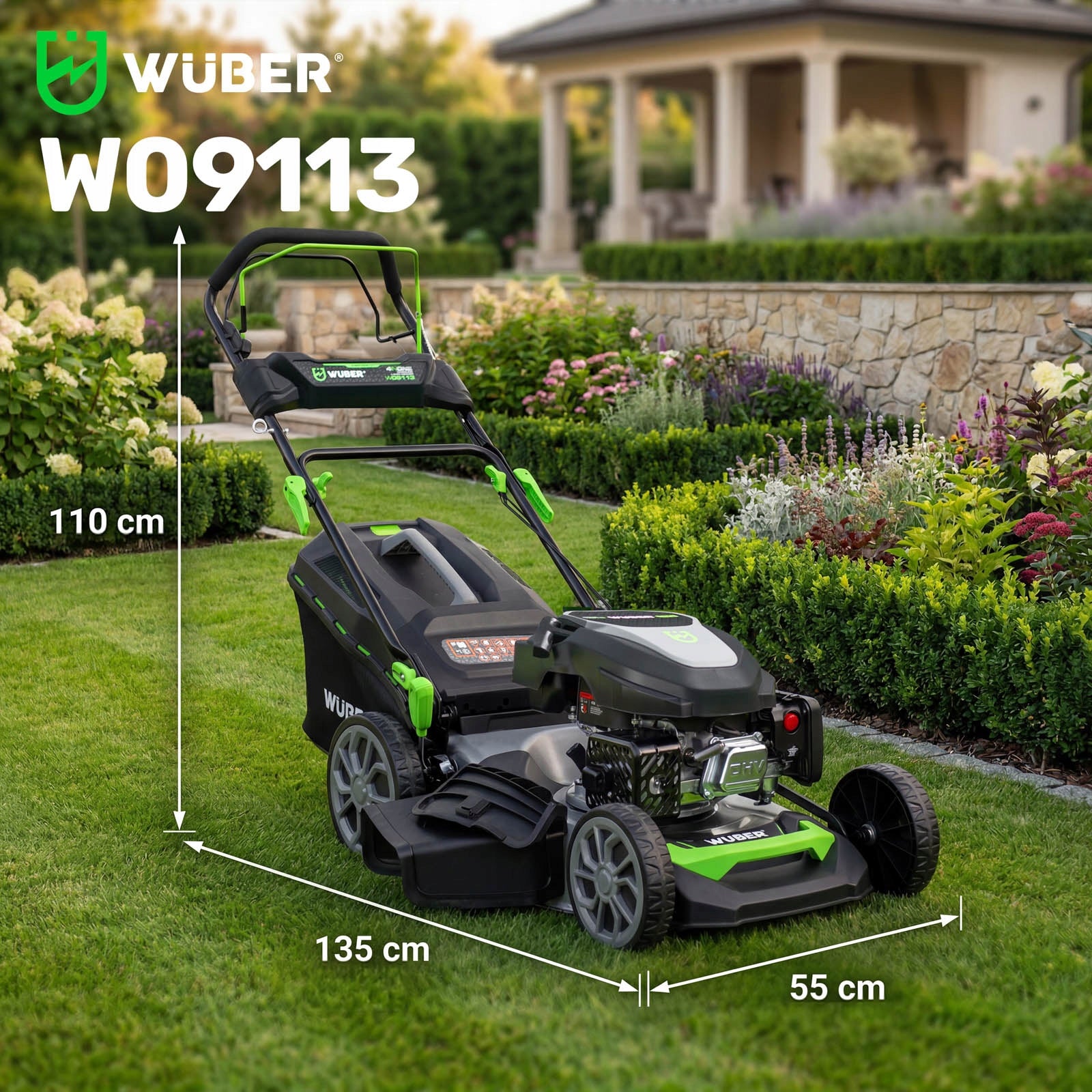 DIESEL LAWN MOWER WITH DRIVE 7x ADJUSTABLE HEIGHT LARGE WHEELS STRONG 51CM Series W09113 KOSIARKA SPALINOWA DO TRAWY 51CM