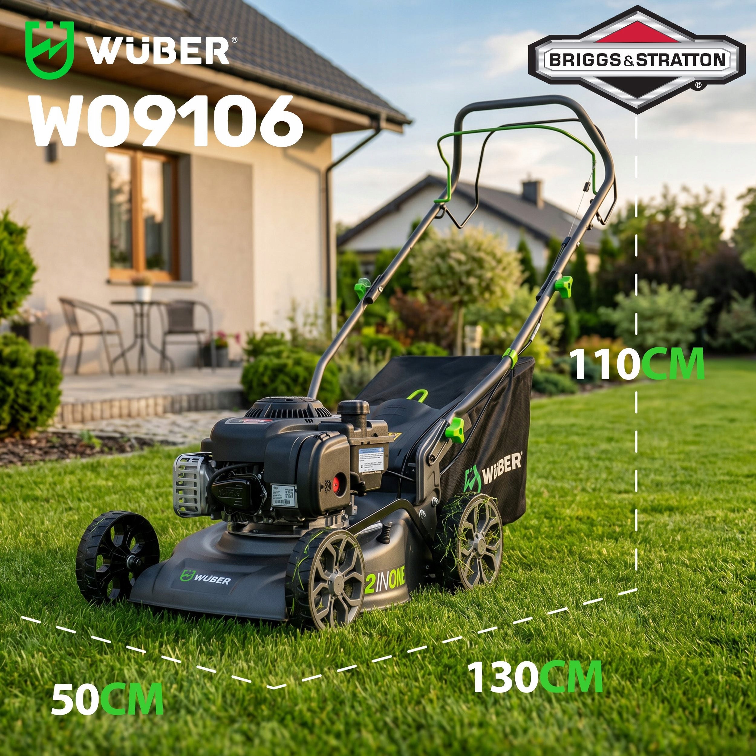 DIESEL MOWER WITH DRIVE BRIGGS & STRATTON 300 STRONG LIGHT MANEUVERABLE 40CM Series W09106 KOSIARKA SPALINOWA DO TRAWY WUBER