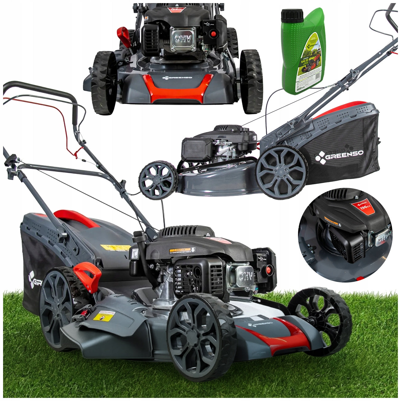DIESEL MOWER WITH DRIVE FOR GRASS 51cm ENGINE LONCIN 196cc POWERFUL + OIL