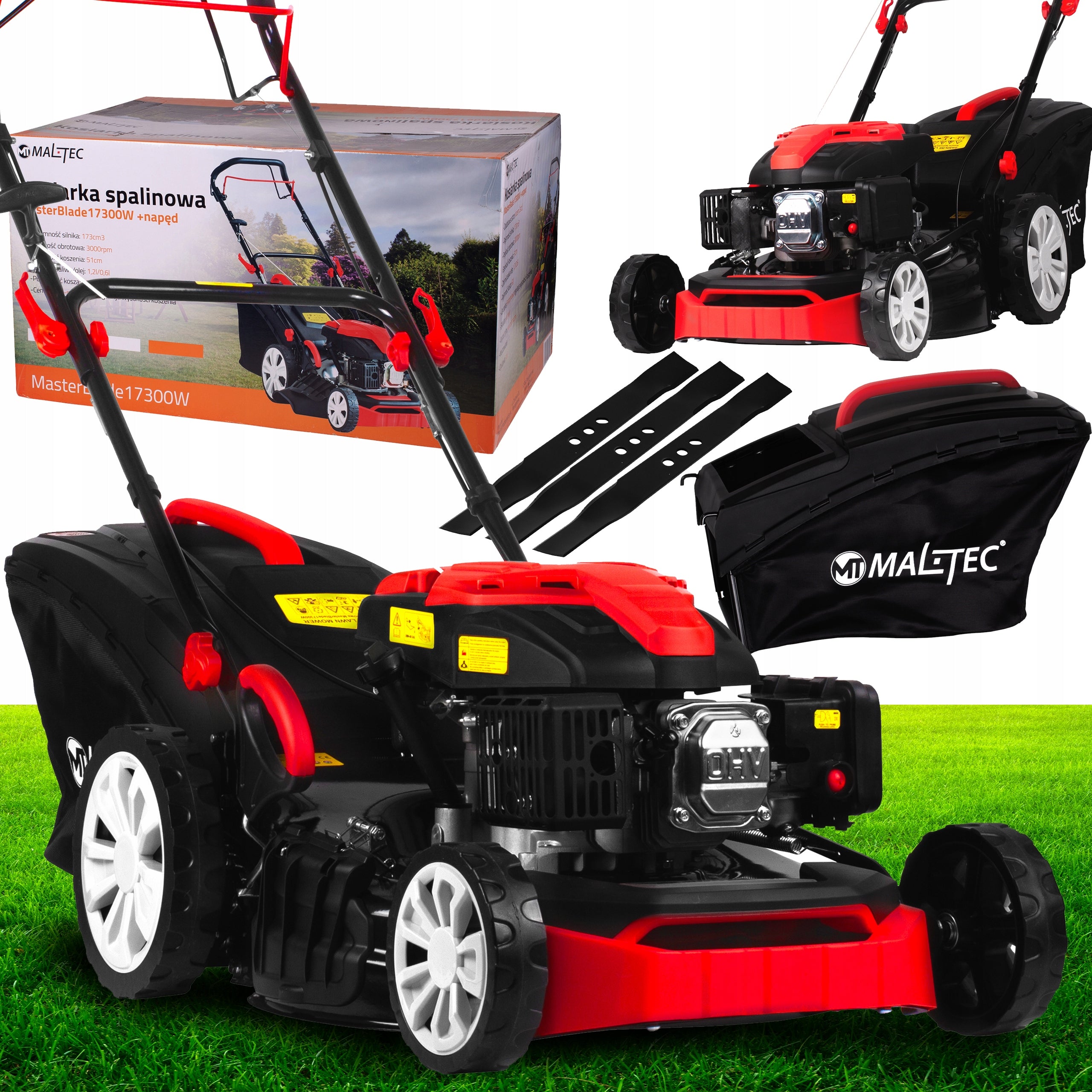 DIESEL MOWER WITH MalTec 51cm STRONG OHV WITH 3 KNIVES LARGE BASKET