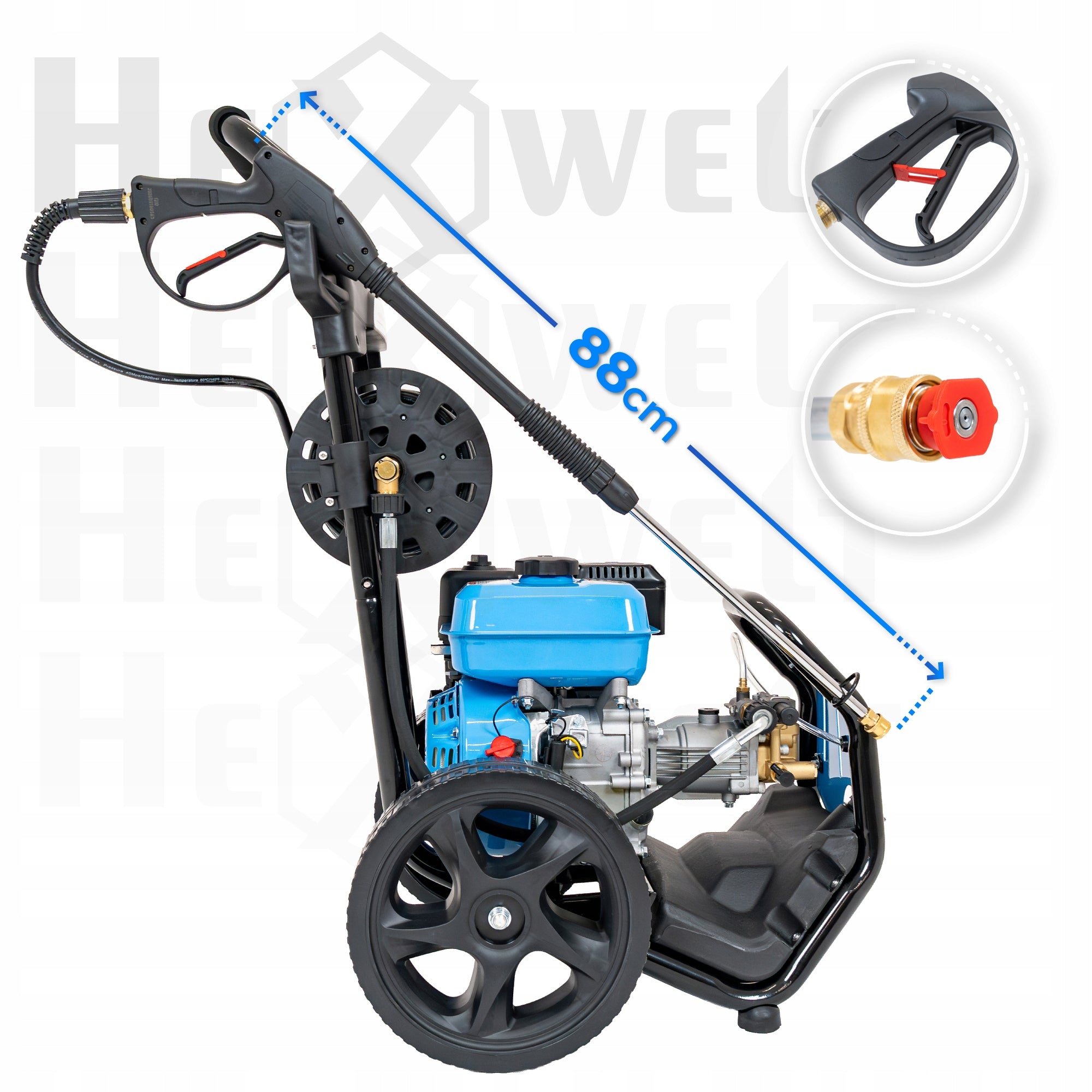 DIESEL PRESSURE WASHER HEXWELT 180 BAR 7 KM HOSE 20M TANK 5 NOZZLES Manufacturer code HW-MS-180B