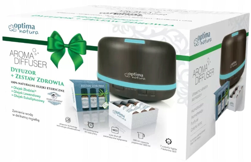 DIFFUSER + ESSENTIAL OILS 3 x 10ml Optima Natura Aromatherapy Set