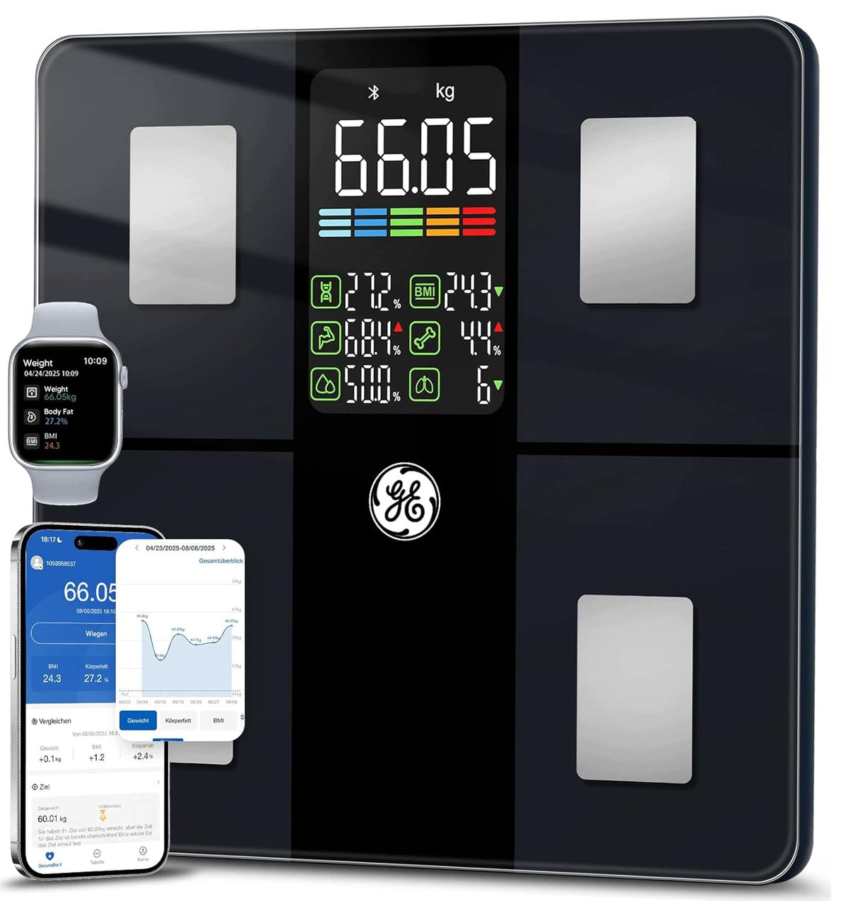 DIGITAL BATHROOM SCALE ELECTRONIC GE CS20F SMART MEASUREMENT BMI + APPLICATION