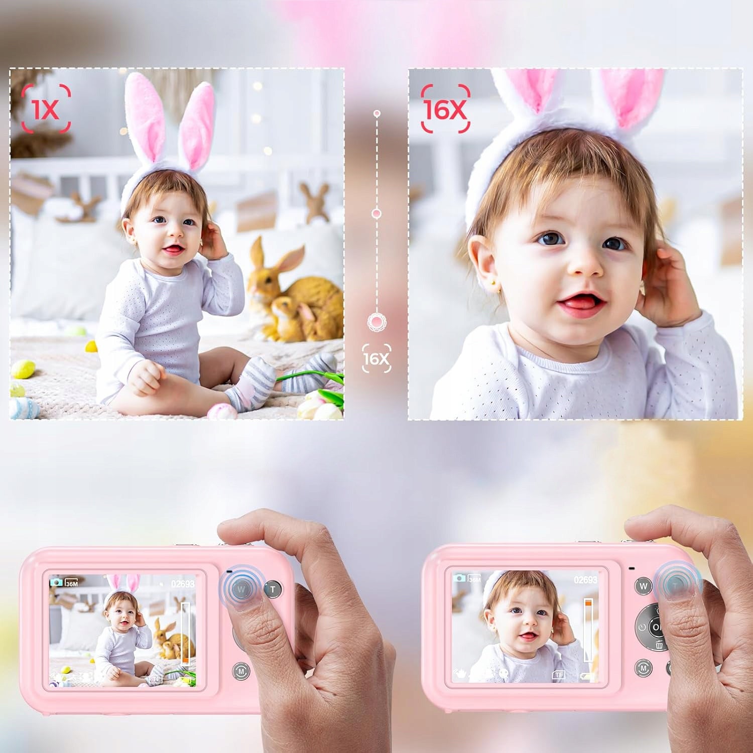 DIGITAL CAMERA 1080P 44MP CARD 32GB LIGHT AND PORTABLE PINK Brand no brand