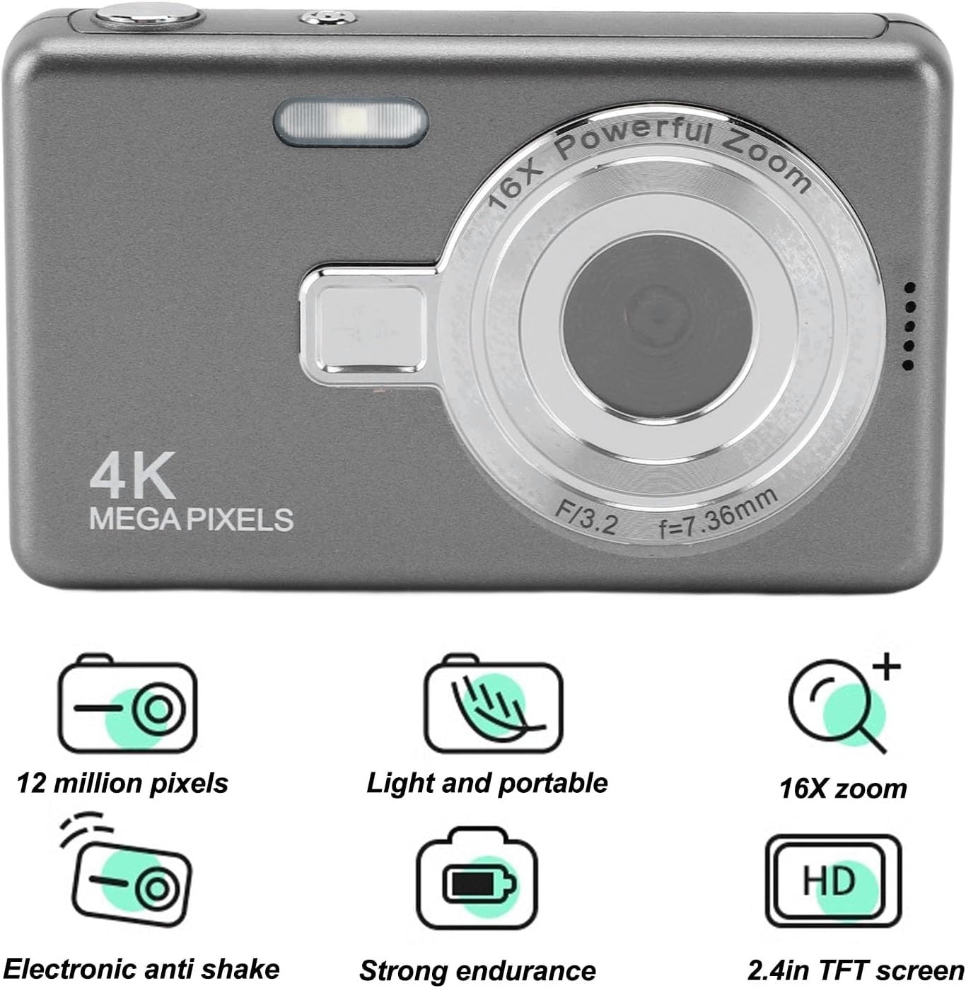 DIGITAL CAMERA 12MP 1080P AUTOFOCUS 16X ZOOM KIDS Brand no brand