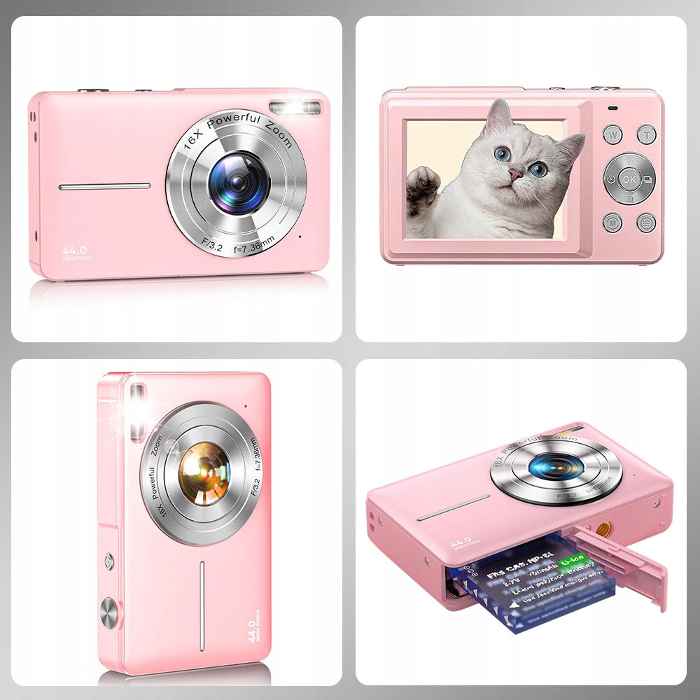 DIGITAL CAMERA 44MP FULL HD 1080P ZOOM 16X ANTISHAKE CARD 32GB 2 x 700mah Resolution 44 Mpx