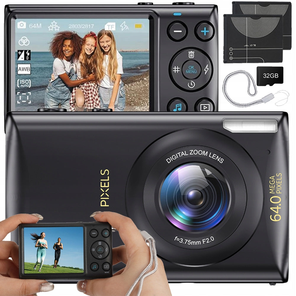 DIGITAL CAMERA 4K 64MP 18X ZOOM CAMERA WITH SCREEN 2.8" CARD 32GB GIFT
