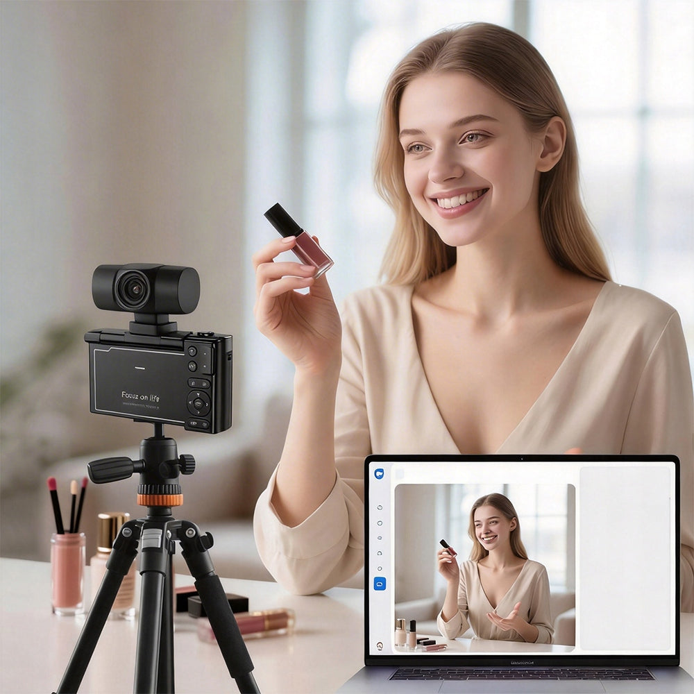 DIGITAL CAMERA 4K 64MP SCREEN 180° ZOOM 16X FUNCTION WEBCAM GIFT FOR CHILDREN Video quality 4K