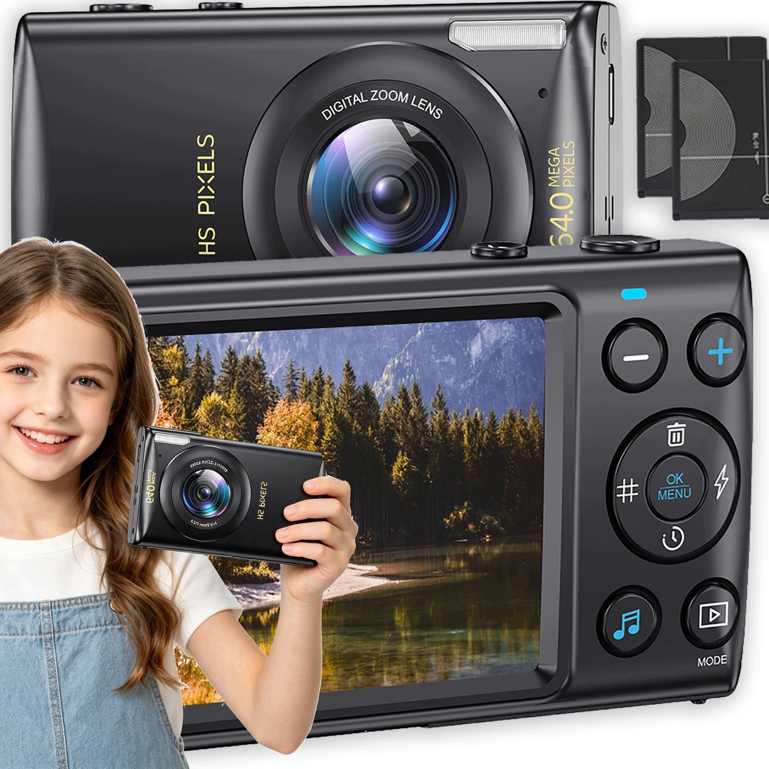 DIGITAL CAMERA COMPACT CAMERA 64MP 4K LCD 2.8''GIFTS FOR CHILDREN+32GB