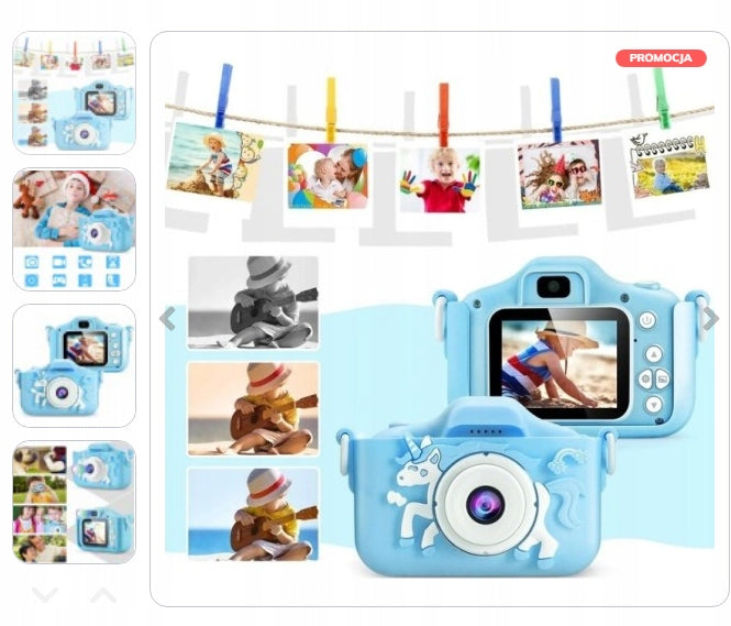 DIGITAL CAMERA FOR CHILDREN FULL HD 12 MPX UNICORN SET XXL BLUE Brand no brand