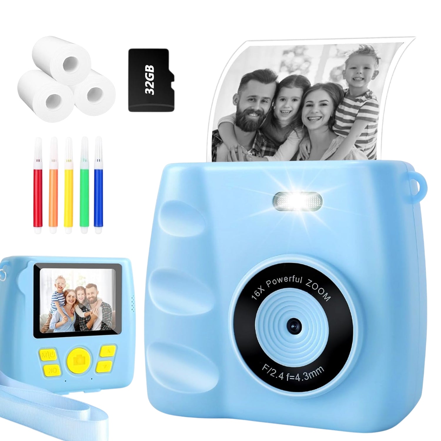 DIGITAL CAMERA FOR CHILDREN INSTANT PRINT PRINTER + 3 ROLLS