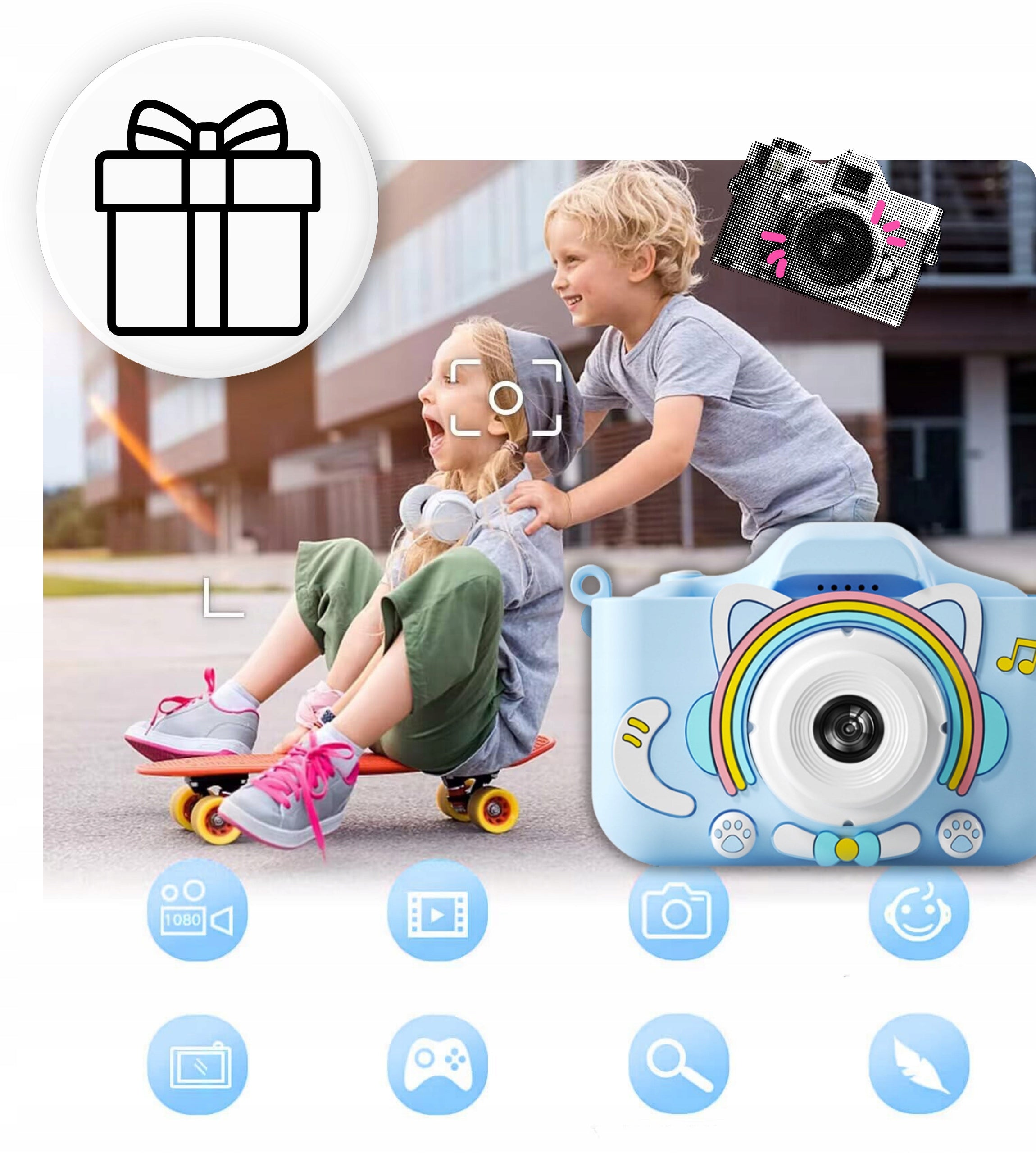 DIGITAL CAMERA FOR CHILDREN PHOTO built-in games filters + CARD 32 GB Batteries included yes