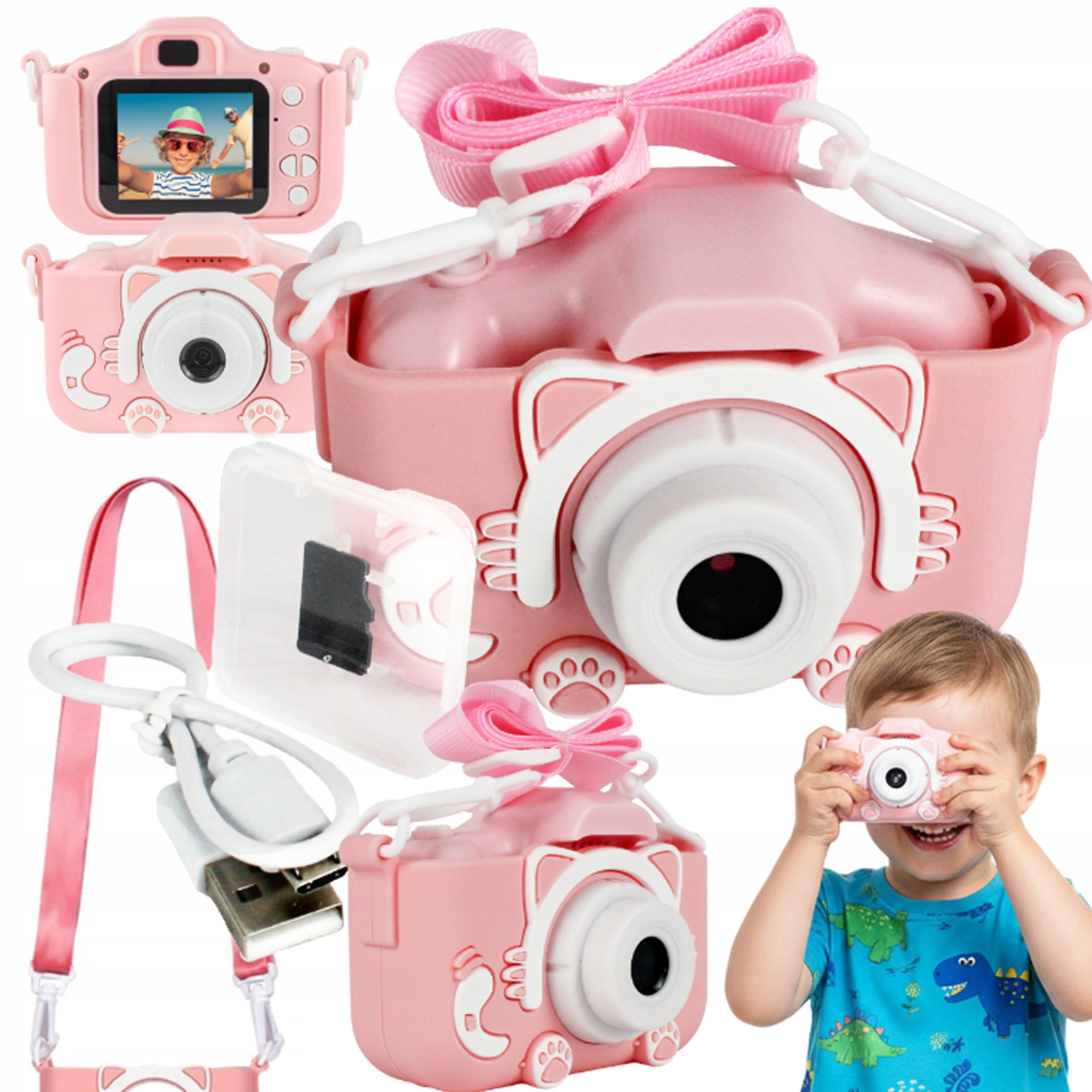 DIGITAL CAMERA FOR CHILDREN Photo PINK KITTEN + CARD 32GB