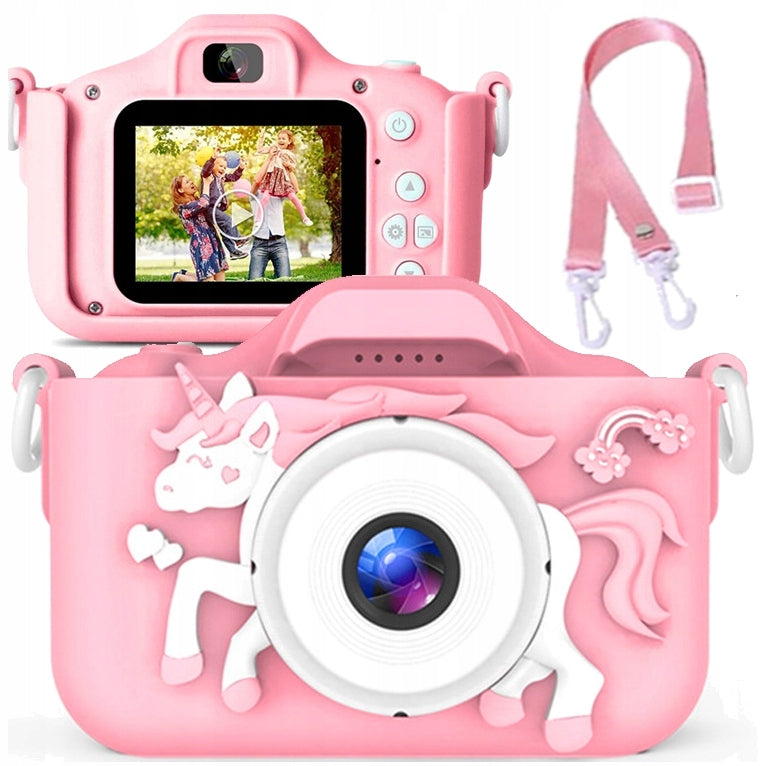 DIGITAL CAMERA FOR CHILDREN UNICORN PINK VIDEO FULL HD + GAMES +LEAD