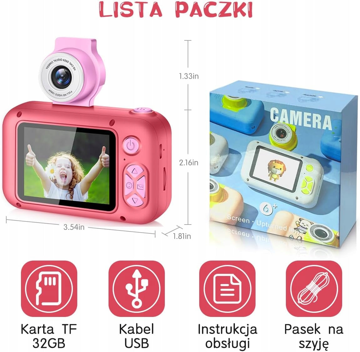 DIGITAL CAMERA FOR CHILDREN WITH 180°Flip LENS AND 2,4' PINK SCREEN EAN (GTIN) 0099456709810