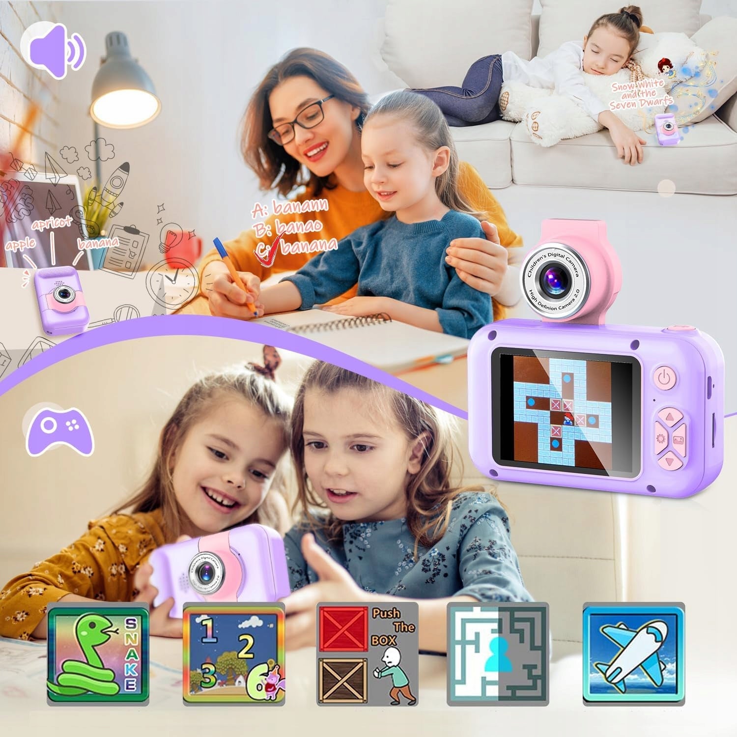 DIGITAL CAMERA FOR GIRLS 2,4 INCH SCREEN 32GB PERFECT GIFT PURPLE Manufacturer code APARAT NOWOCZESNY CYFROWY IDEALNY DLA DZIECI