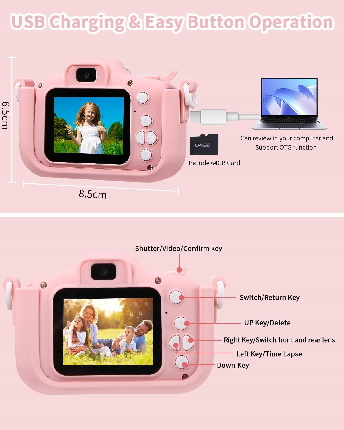 DIGITAL CAMERA FOR KIDS 1080P CAMERA TOY GAME CARD 64GB Brand no brand