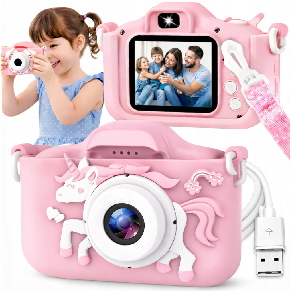 DIGITAL CAMERA FOR KIDS PINK UNICORN CAMERA HD USB SELFIE FOR GIFT