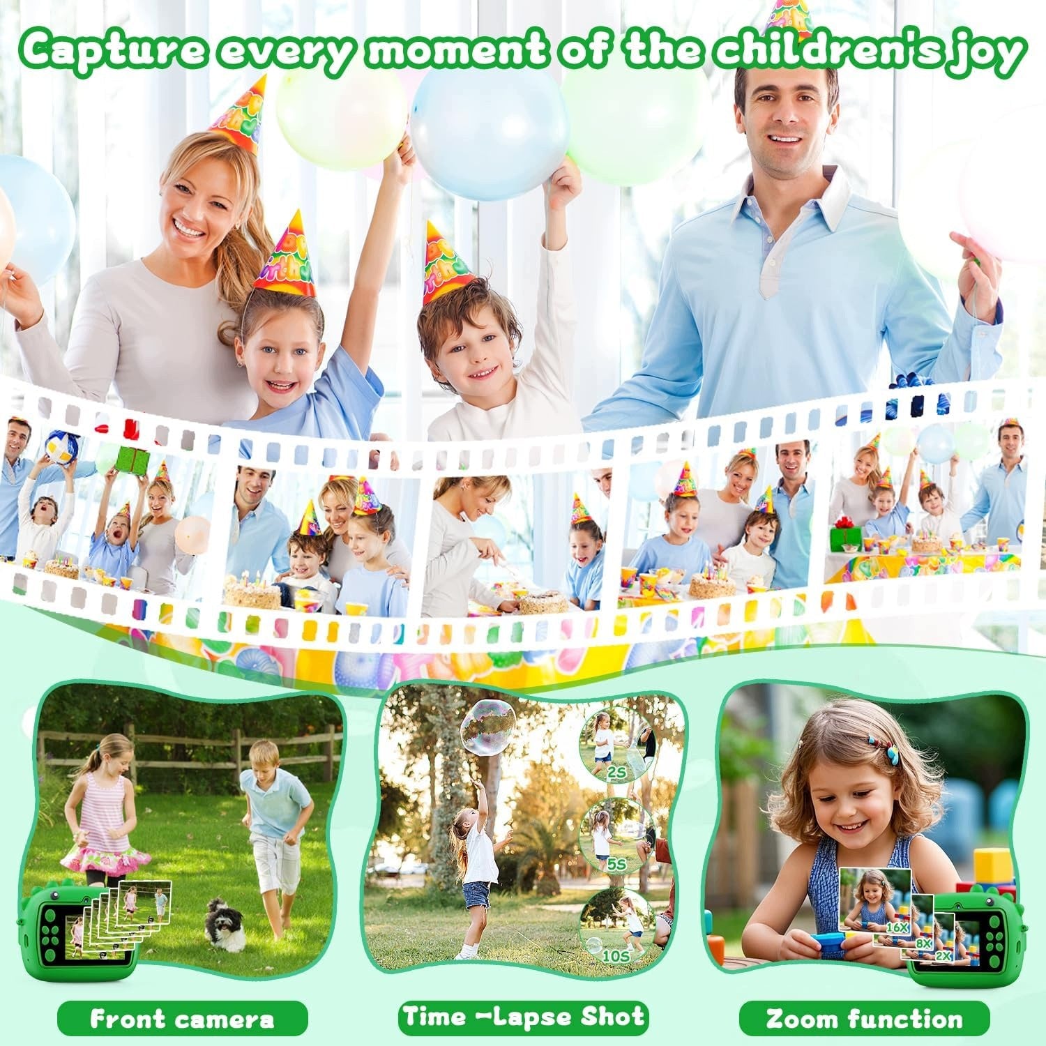 DIGITAL CAMERA KIDS 1080P HD PHOTO PRINTING 48MP DINOSAUR Resolution 32 Mpx