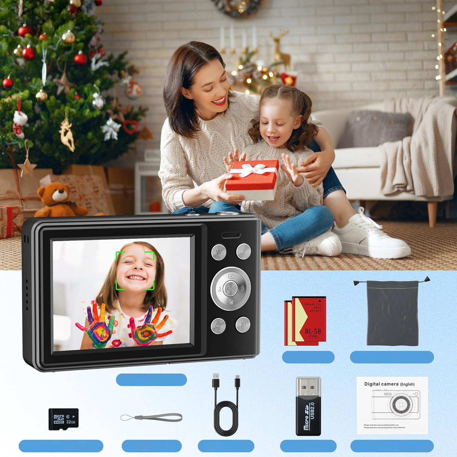 DIGITAL CAMERA PHOTOS 56MP VIDEOS 1080P/30FPS 16XZOOM ANTISHAKE 32GB BLACK Stabilization digital
