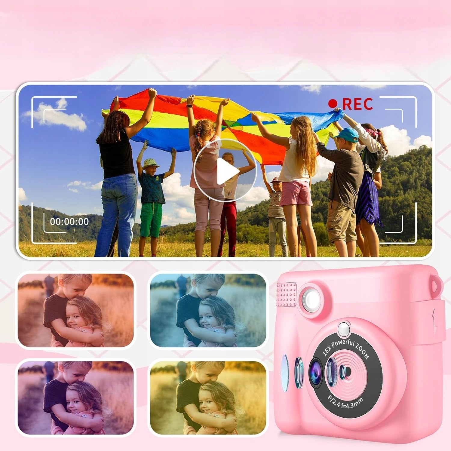 DIGITAL CAMERA PINK FOR CHILDREN MINI PRINTER+ 32 GB Brand no brand