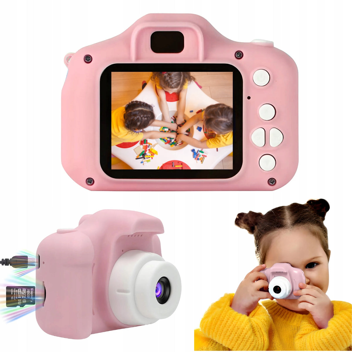 DIGITAL CAMERA PINK FOR KIDS CAMERA FULL HD GAME LANYARD Packaging status original
