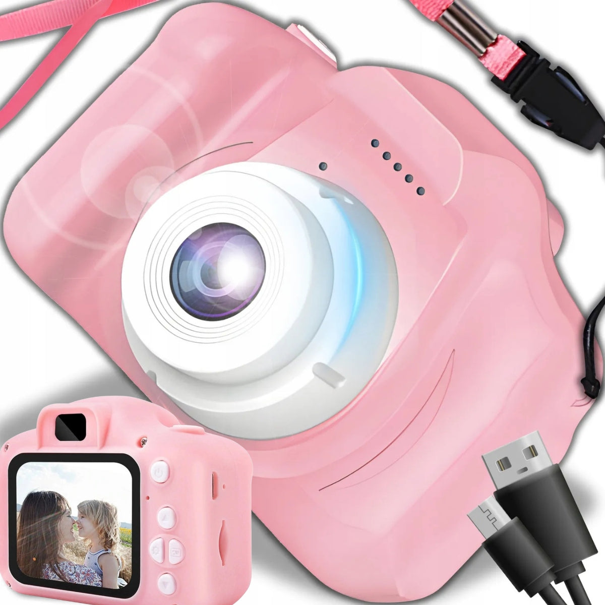 DIGITAL CAMERA PINK FOR KIDS CAMERA FULL HD GAME LANYARD