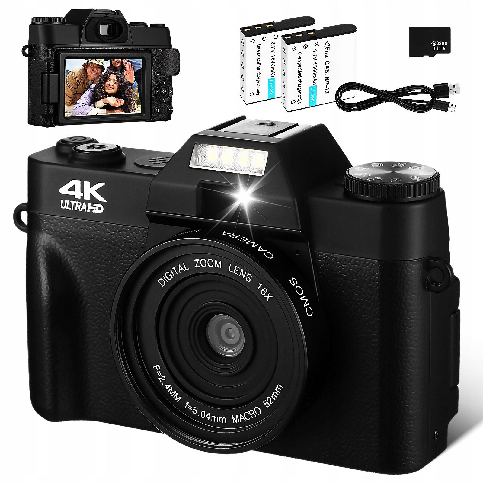 DIGITAL CAMERA WITH 3" FLIP SCREEN CAMERA - 56MP, 4K VIDEO