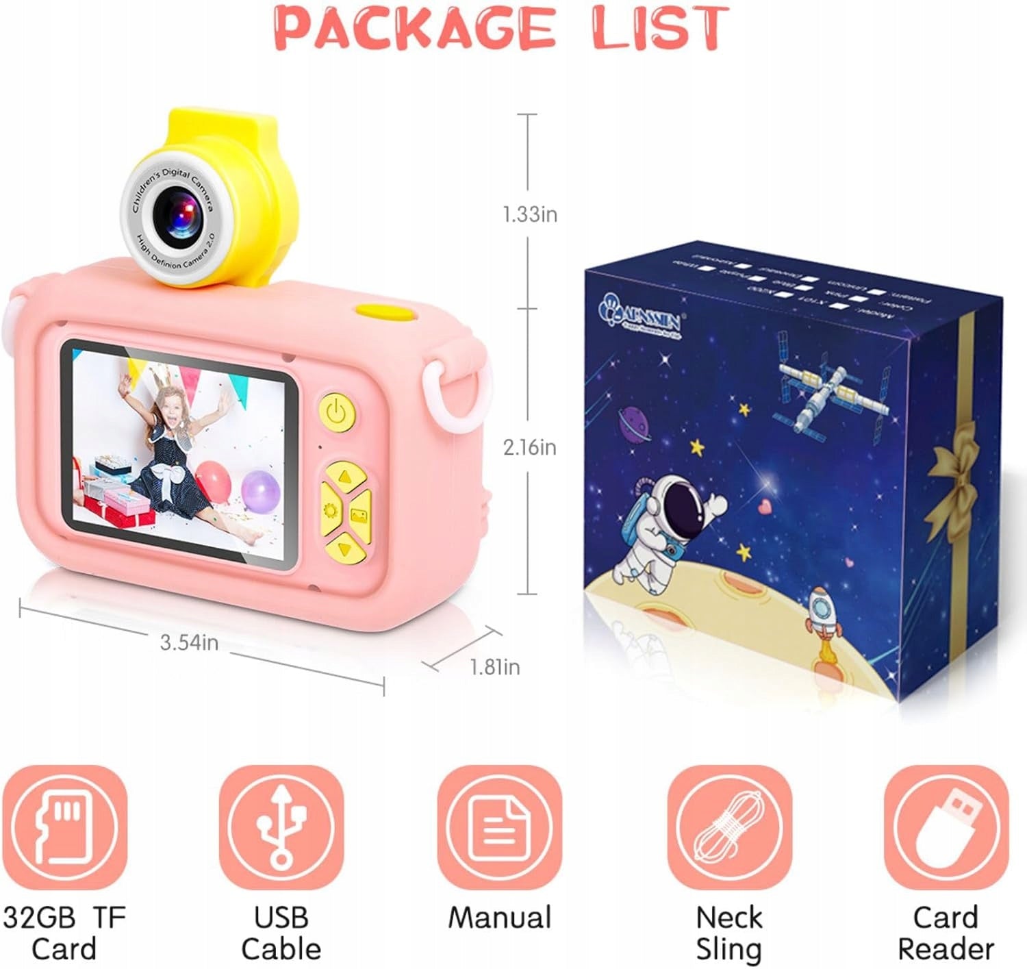 DIGITAL CAMERA WITH CASE FOR CHILDREN WITH FLIP 180°Flip LENS AND 2,4' SCREEN EAN (GTIN) 0099193875601
