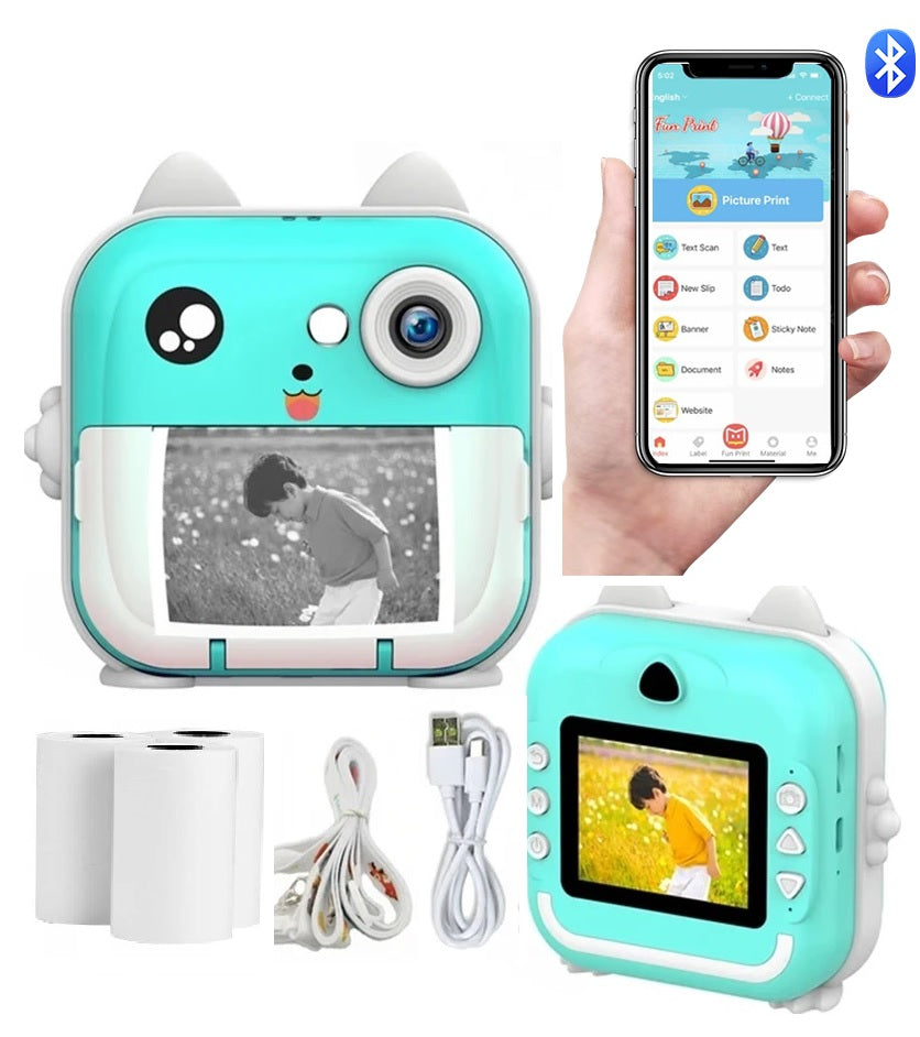 DIGITAL CAMERA WITH PRINTER FOR CHILDREN GAMES ROLLERS BLUE