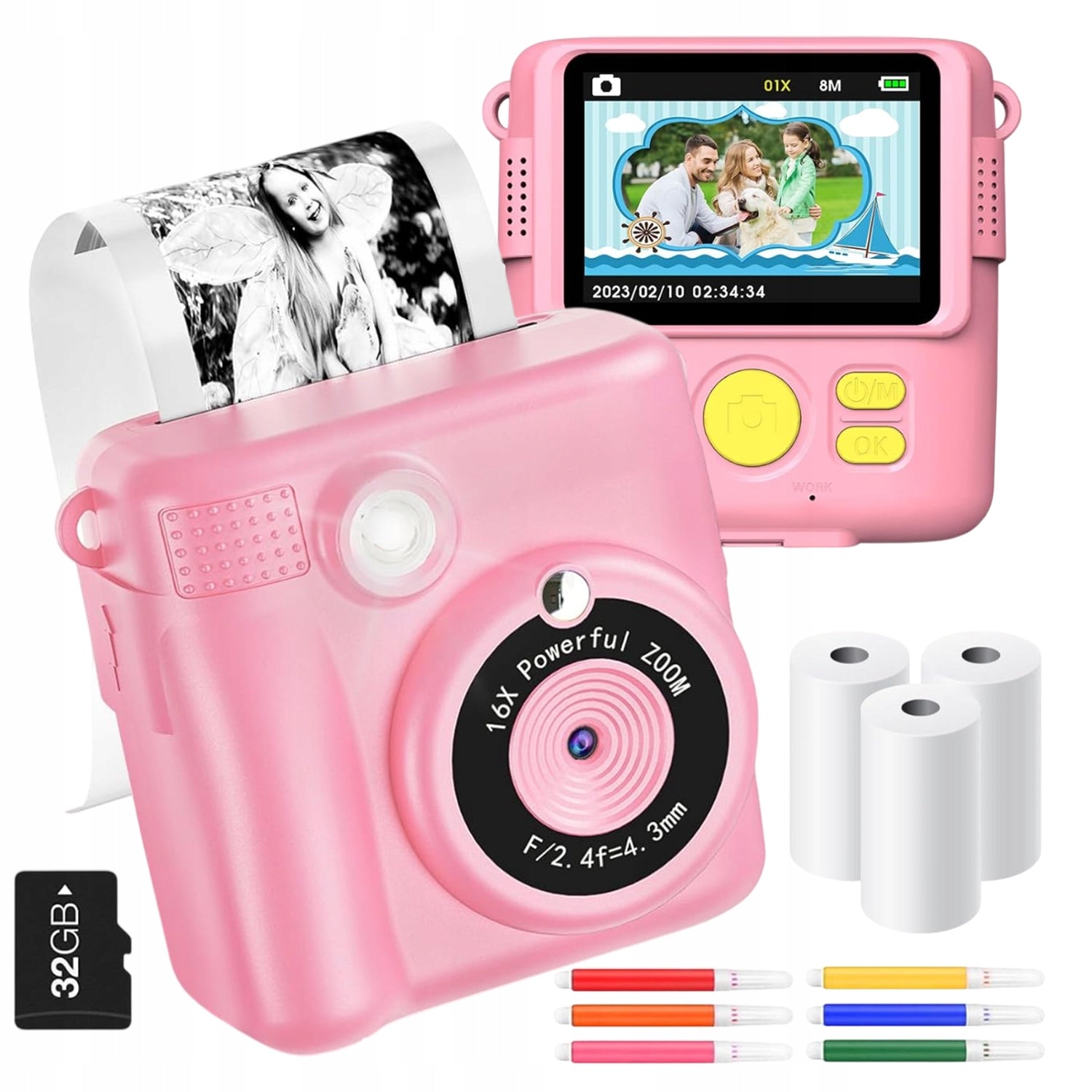 DIGITAL CAMERA WITH PRINTER FOR CHILDREN PRINT + 3 ROLLS