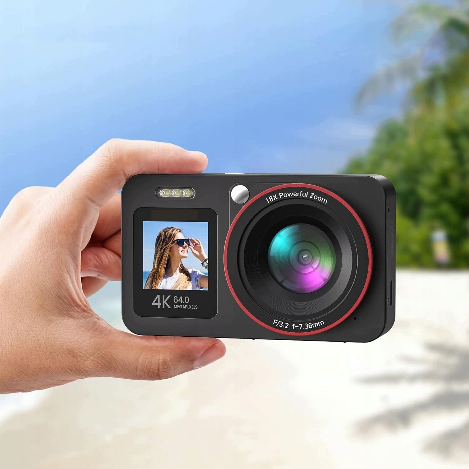 DIGITAL CAMERA WITH SELFIE FUNCTION AND ZOOM 18X 64MP CARD 64GB Brand no brand