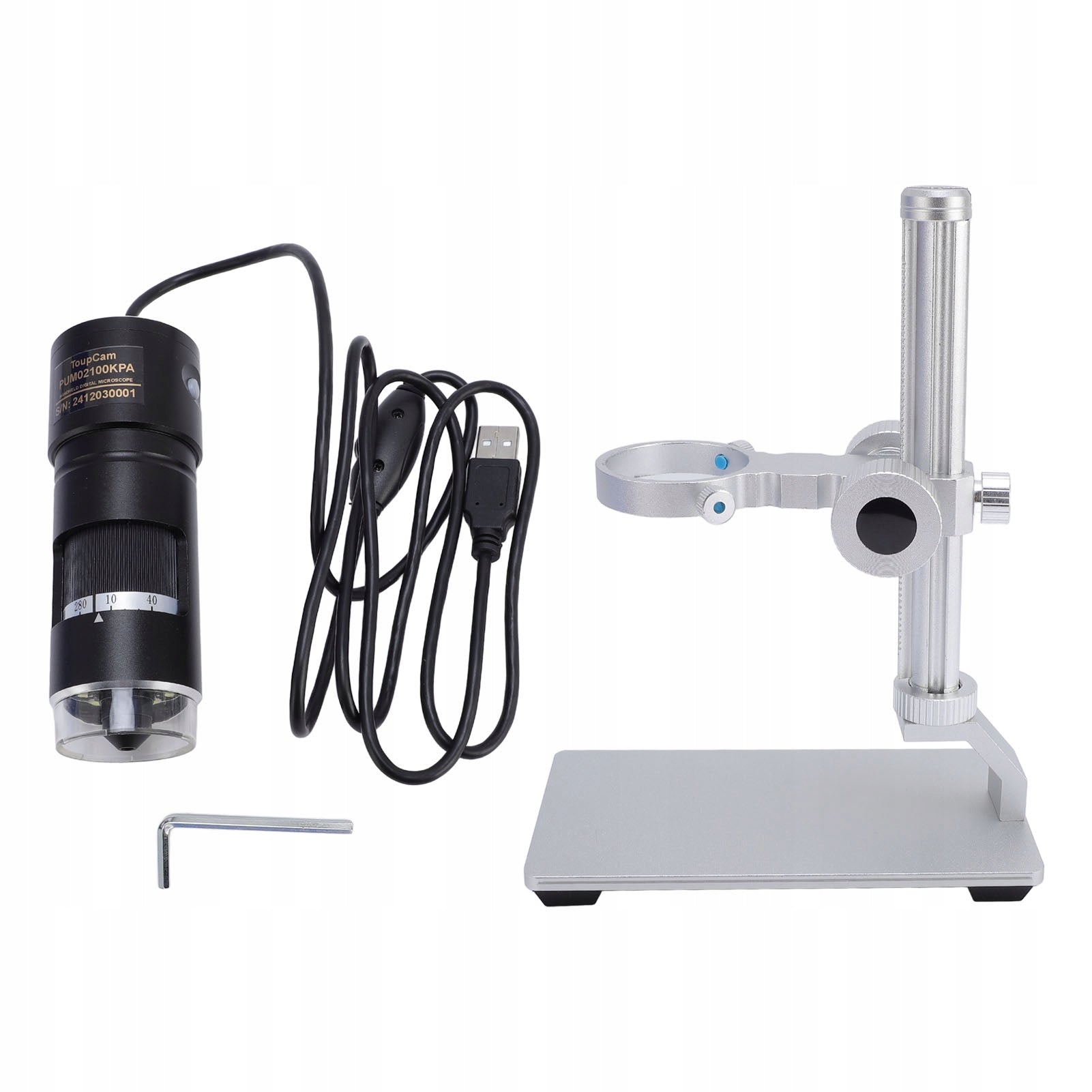 DIGITAL CAMERA WITH USB MICROSCOPE, 10X-280X MAGNIFICATION WITH VR STAND Model 4843BECX