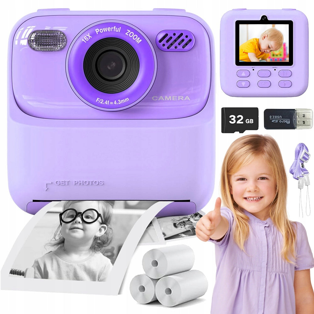 DIGITAL CAMERAS CHILDREN INSTANT MULTIFUNCTIONAL 1080P 32G PURPLE