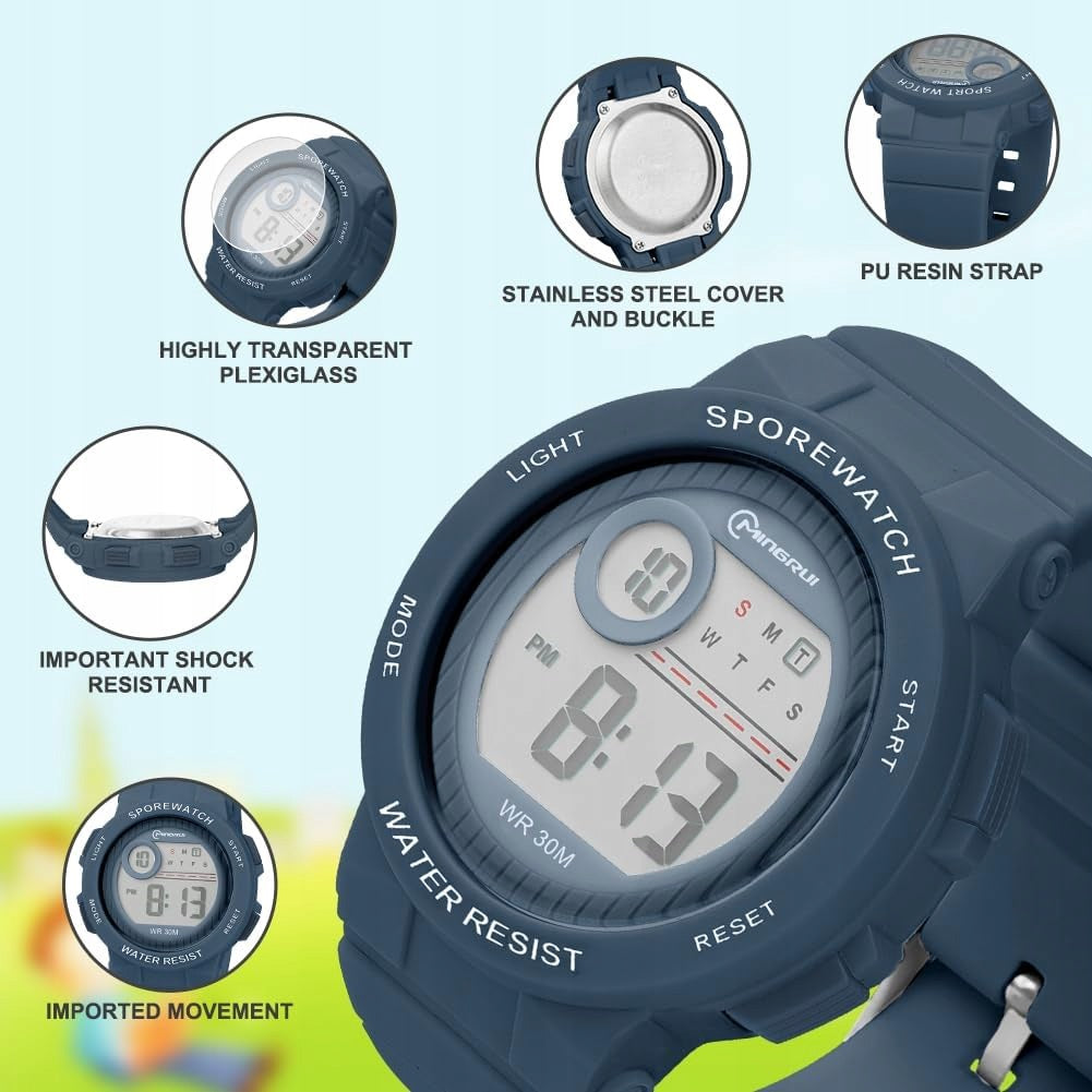DIGITAL CHILDREN'S WATCH WATERPROOF SPORTS ALARM CLOCK STOPWATCH Kind analog