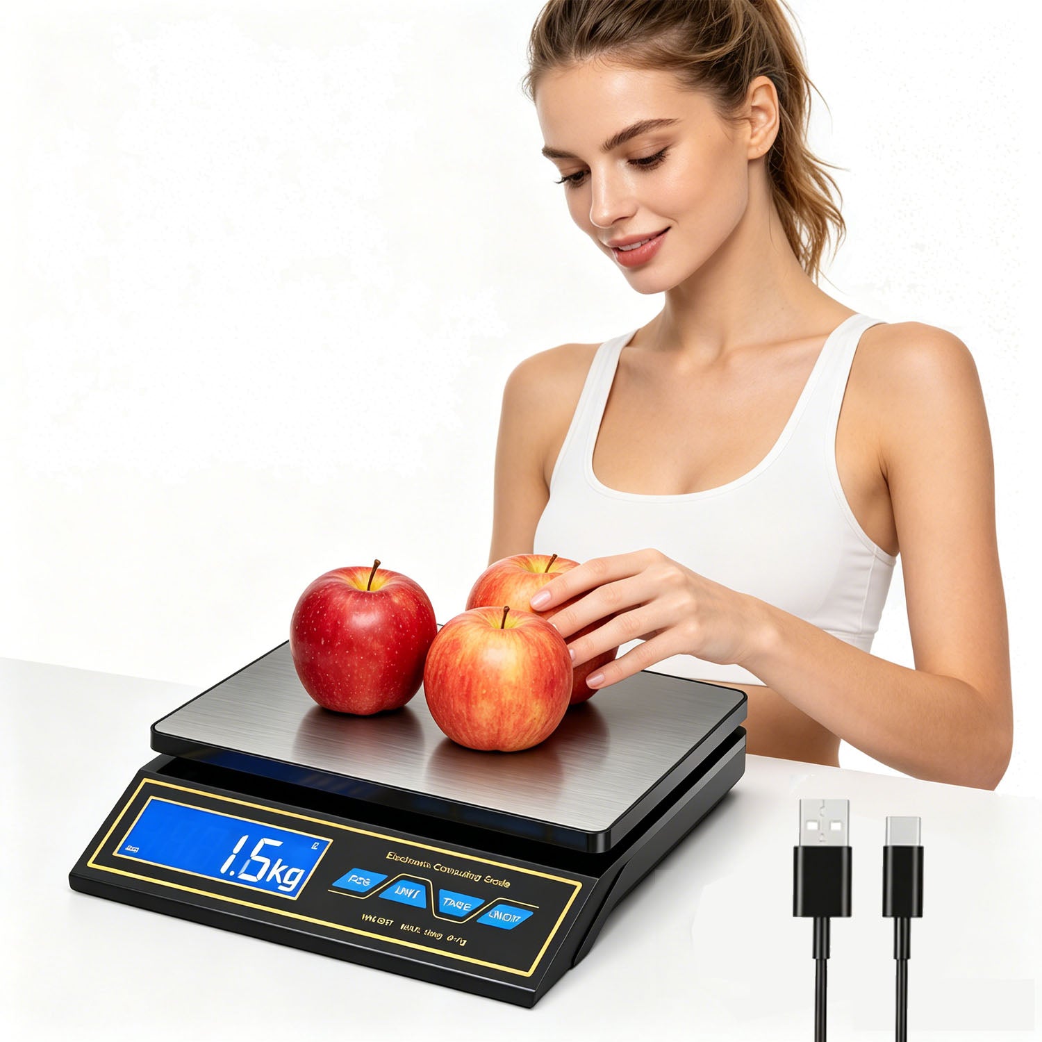 DIGITAL ELECTRONIC SCALE WITH COUNTING PIECES TABLE BATTERY UP TO 30KG