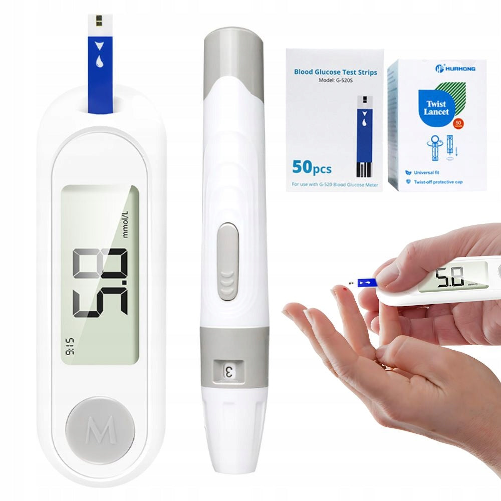 DIGITAL GLUCOSE METER SET LCD 50 STRIPS 50 LANCETS BLOOD SUGAR TEST