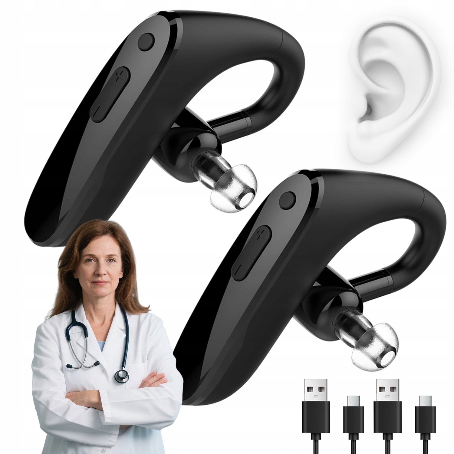 DIGITAL HEARING AID BTE SOUND AMPLIFIER BLUETOOTH HEARING 2IN1