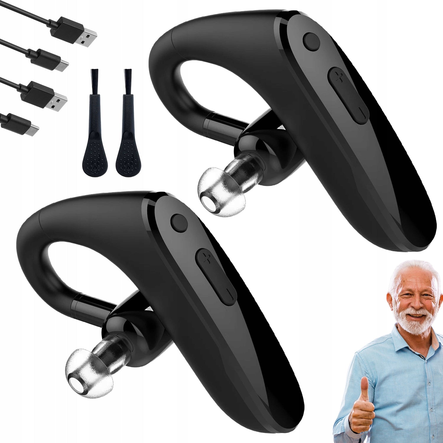 DIGITAL HEARING AIDS 2PCS USB RECHARGEABLE BLUETOOTH BEHIND EAR