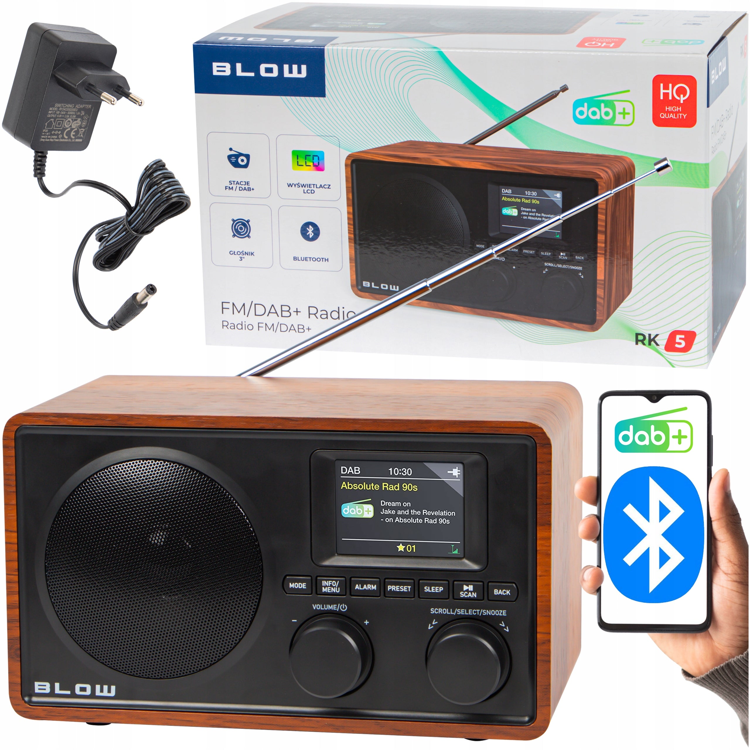 DIGITAL KITCHEN RADIO RETRO BLUETOOTH DISPLAY DAB+ FM AUX USB ANTENNA