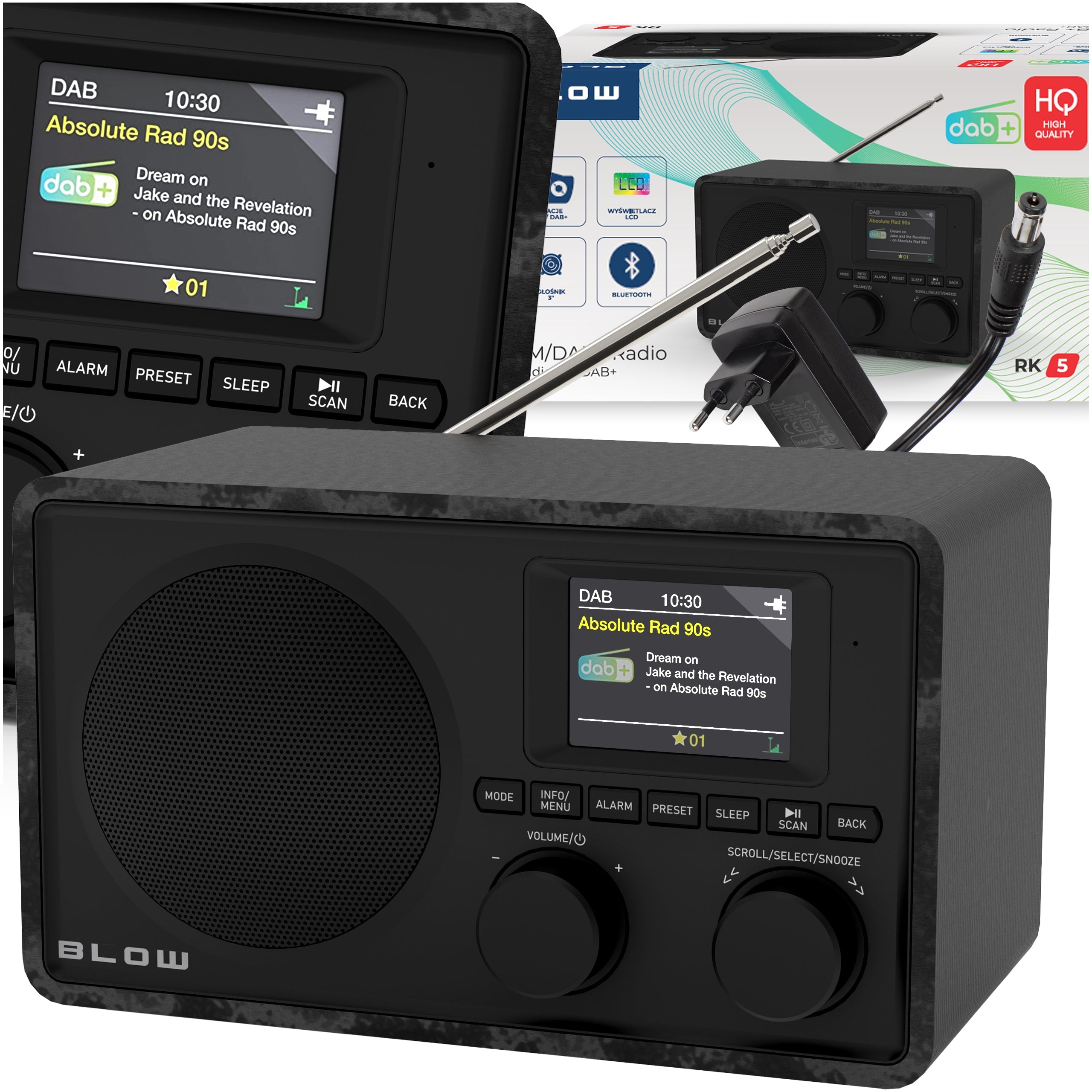 DIGITAL KITCHEN RADIO RETRO BLUETOOTH LCD DAB+ FM AUX USB TFT 2,4 BLACK