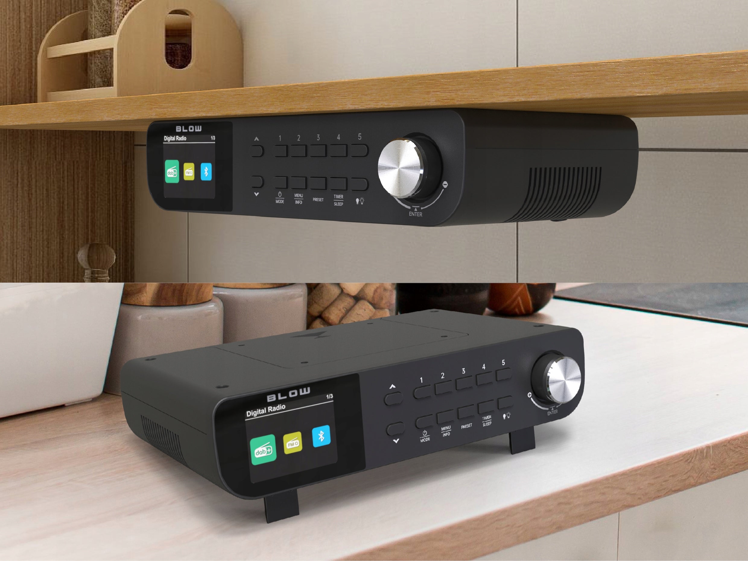 DIGITAL KITCHEN RADIO SUSPENDED UNDERCABINET FM/DAB+ BLUETOOTH FLASHLIGHT Manufacturer code 77-570#