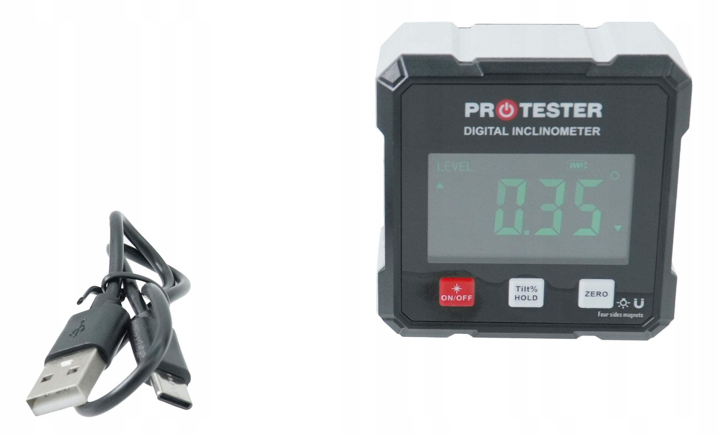 DIGITAL LASER PROTRACTOR 4x90° INCLINOMETER LEVEL 4 MAGNETS Brand PROTESTER