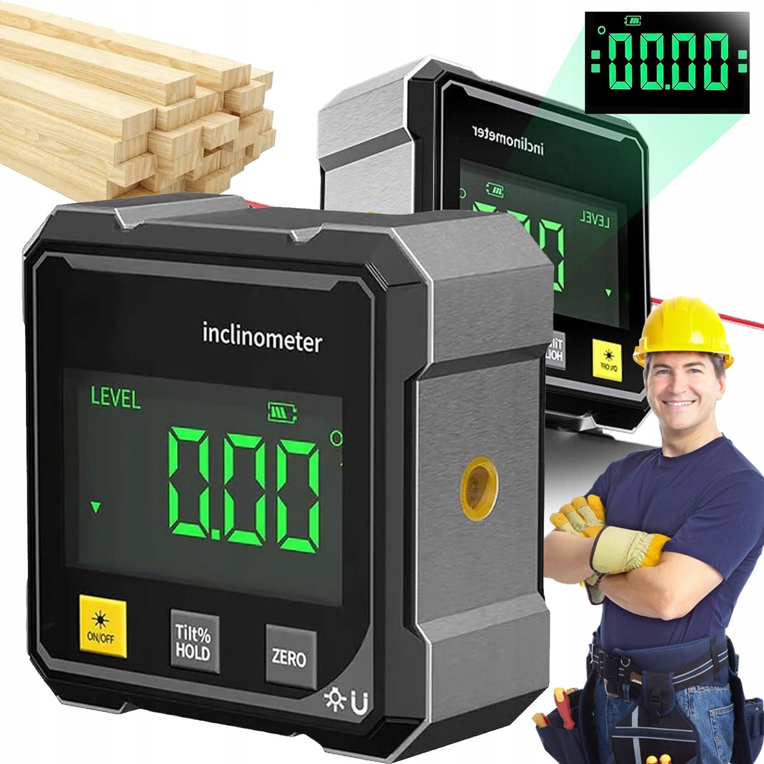 DIGITAL LCD ANGLE METER WITH MAGNET, PROTRACTOR, ELECTRONIC LEVEL