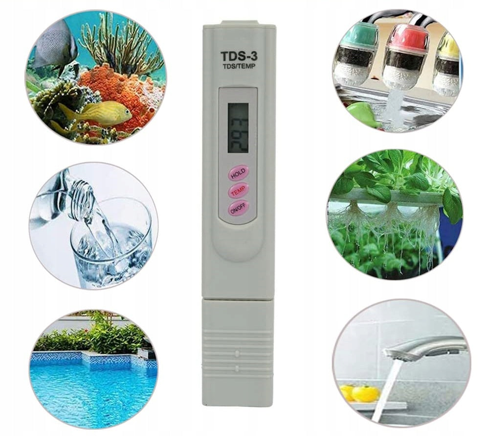 DIGITAL METER WATER TEMPERATURE HARDNESS TESTER 0- 9999 PPM TDS-3 Brand no brand